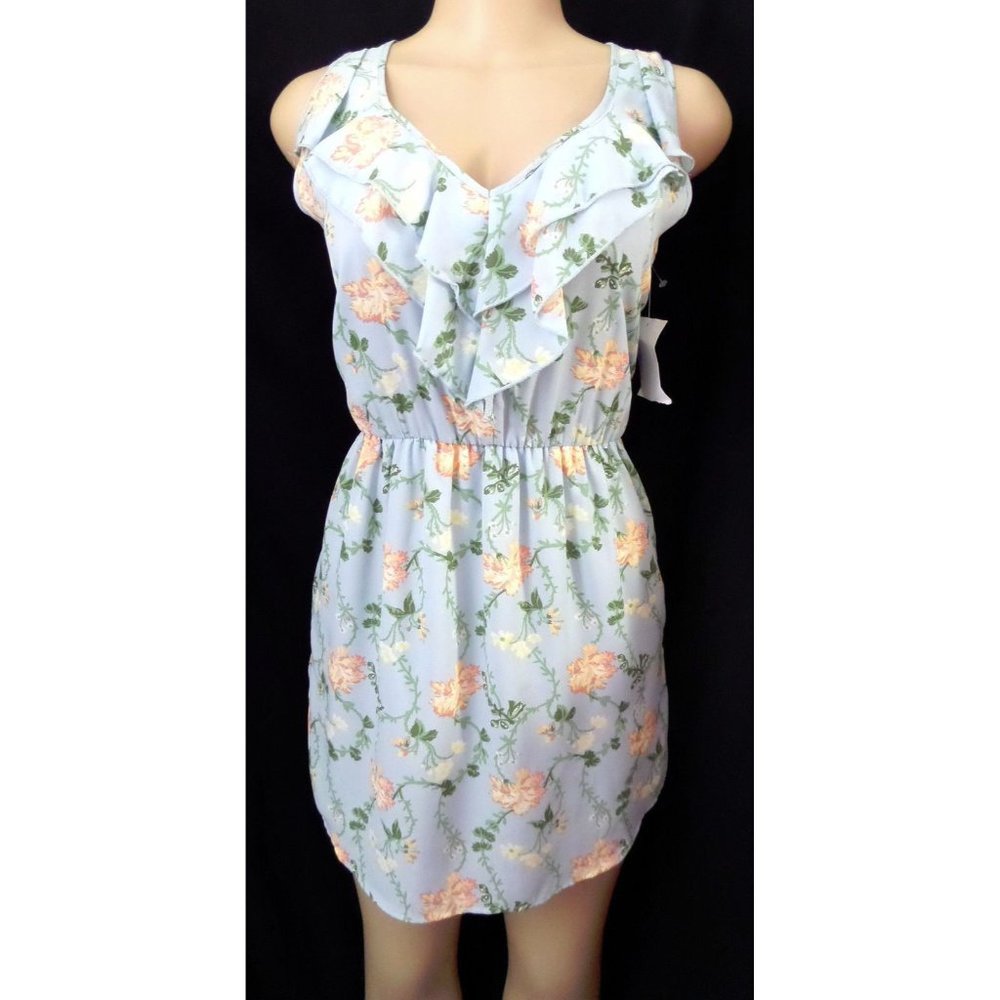"EIGHT SIXTY" BLUE FLORAL PRINT SLEEVELESS CAREER CASUAL SUN DRESS SIZE: S NWT